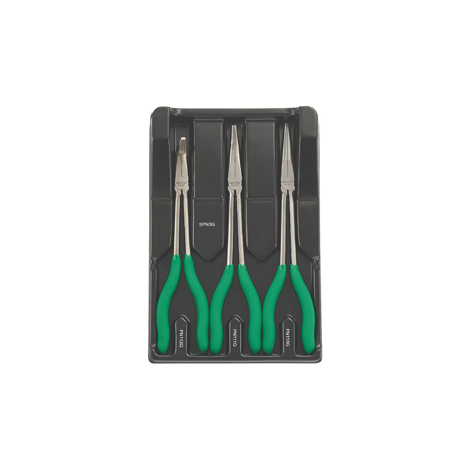 3 PIECE EXTRA LONG NEEDLE NOSE PLIER SET- GREEN SPN3G | eBaydiy Tools - Image 2