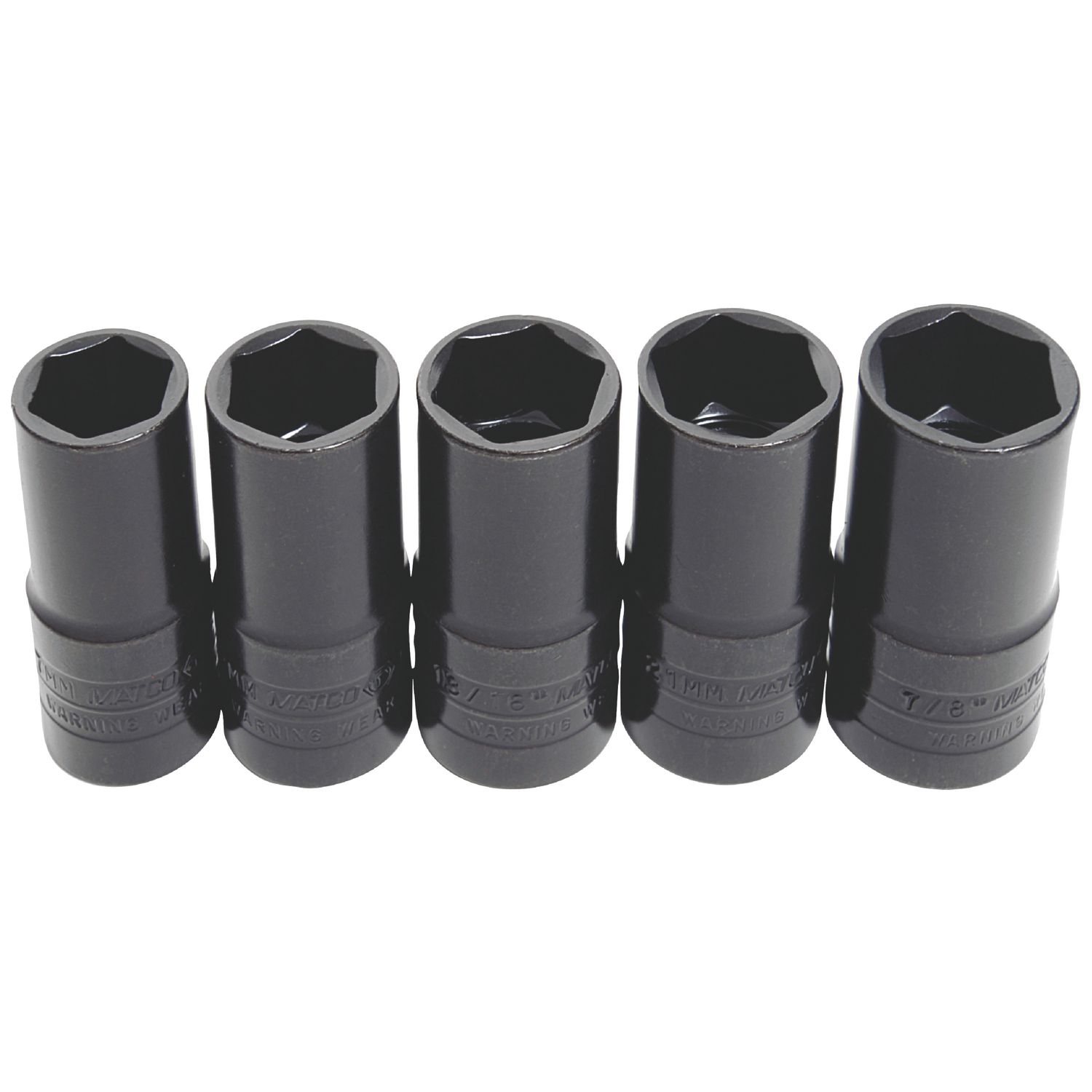 1/2 DRIVE 5 PIECE METRIC/SAE 6 POINT THICK/THIN WALL IMPACT SOCKET SET STTF56P | eBaydiy Tools