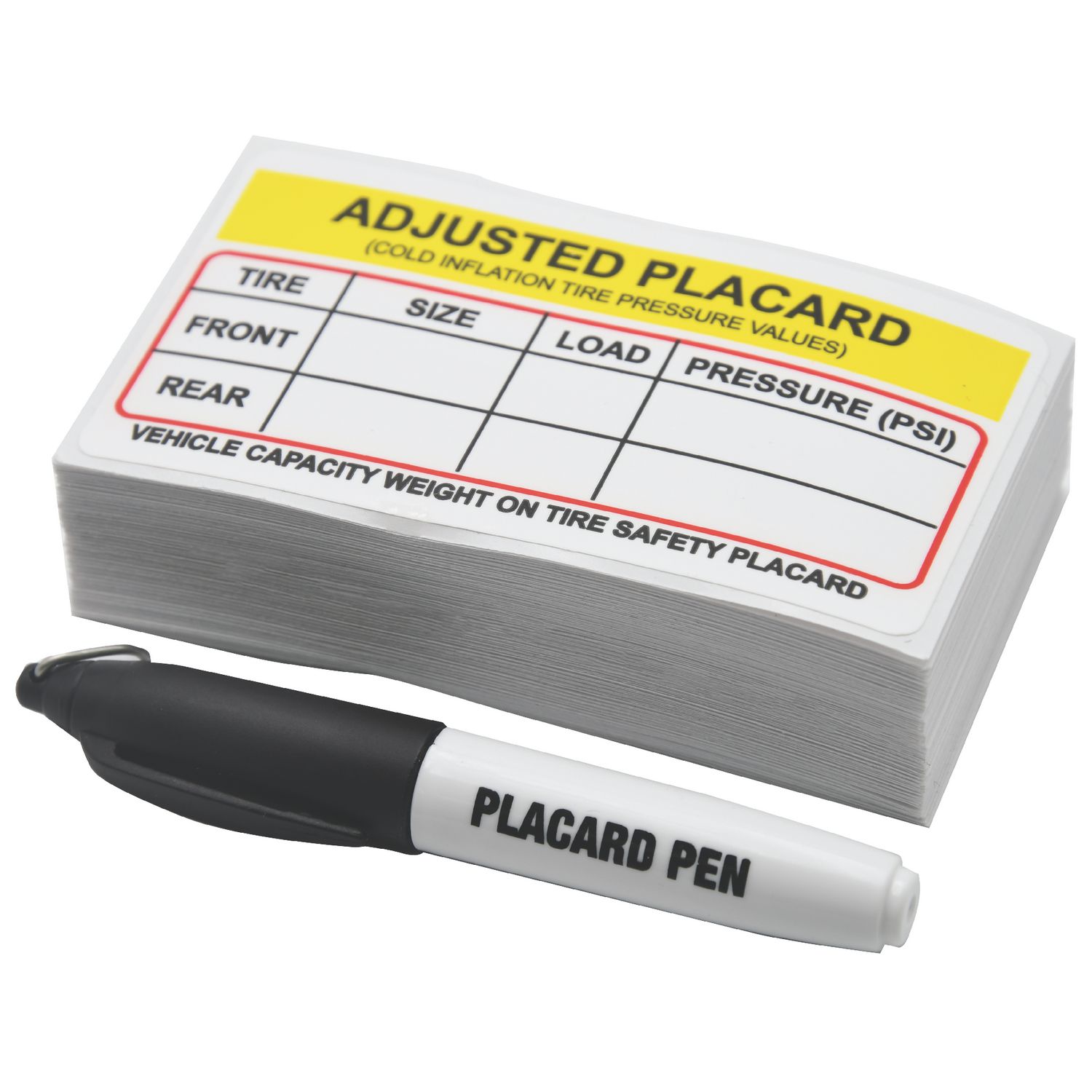 100 COUNT TIRE PRESSURE PLACARD STICKERS WITH PEN TPMSPLCRD | eBaydiy Tools