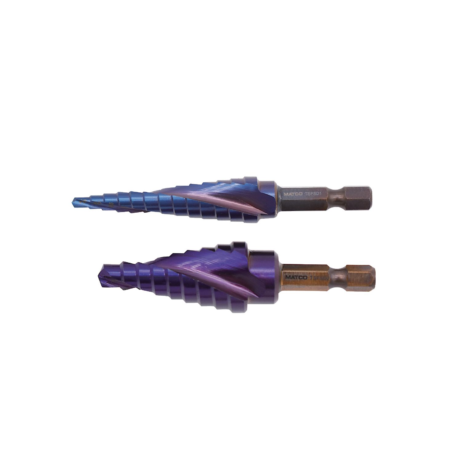 2 PIECE TITANIUM BLUE SPIRAL QUICK-CHANGE STEP DRILL SET TSFSD2BA | eBaydiy Tools