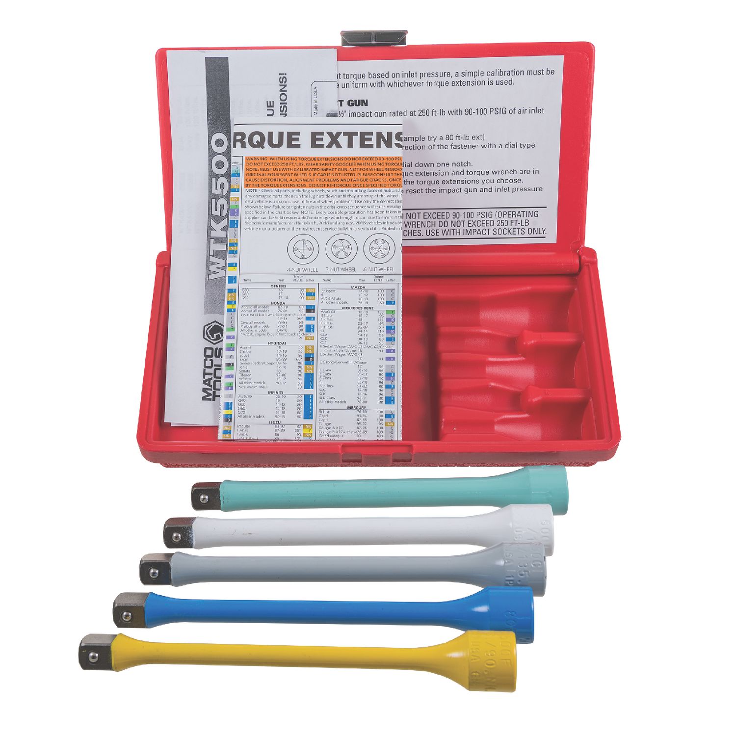5 PIECE 1/2 DRIVE TORQUE EXTENSION SET WTK5500 | eBaydiy Tools